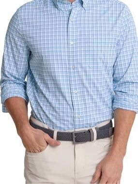 Southern Tide Men's Light Blue Plaid Button-Down Shirt